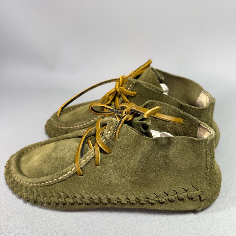 Latigo Gamine Olive Green Suede Moccasins with Leather Laces - Picture 5 of 16